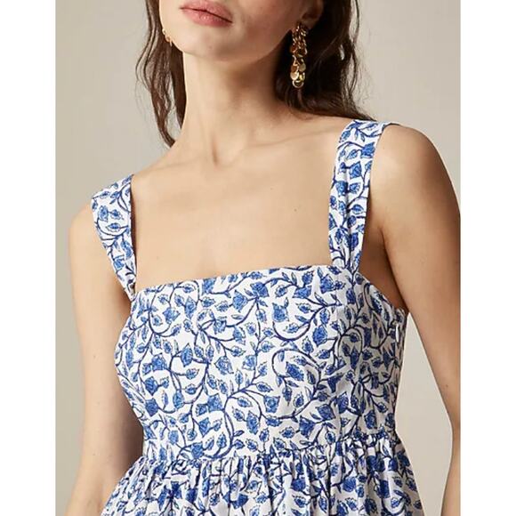 J Crew Square Neck Midi Dress 6 Blue Bandana Floral NWT CK798 J.Crew Western - Picture 3 of 6